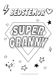 Farvelægningssiden for børn Bedstemor Helt Super badge