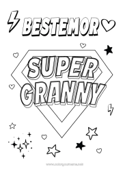 Fargeleggingssiden for barn Bestemor Helt Supermerke