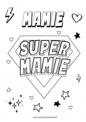 Coloriage enfant Mamie Héros Badge super