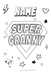 Free colouring Grandma Hero Super badge