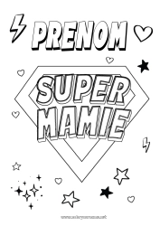 Coloriage à personnaliser Mamie Héros Badge super