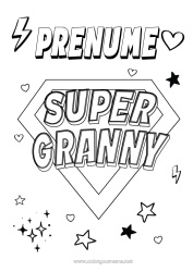 Desen liber de colorat Bunica Erou Insignă super