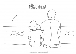Disegno gratuito Papà Spiaggia Mare Bambino