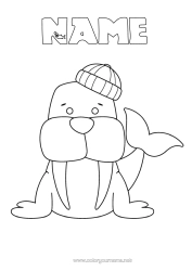 Free colouring Sea Animal Easy colouring pages Marine or aquatic animals Morse