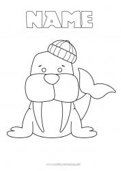 Free drawing Sea Animal Easy coloring pages Marine or aquatic animals Walrus