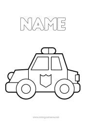 Free colouring Vehicles Car Police Easy colouring pages Police vehicles Emergency and rescue vehicles Cars, vans and motorhomes Security Occupations