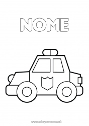 Disegno gratuito Veicoli Auto Polizia Disegni da colorare facili Veicoli della polizia Veicoli di soccorso e di emergenza Auto, van e camper Mestieri della Sicurezza