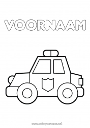 Gratis kleurplaat Voertuigen Auto Politie Eenvoudige kleurplaten Politievoertuigen Nood- en hulpvoertuigen Auto's, busjes en campers Veiligheidsberoepen