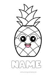 Colouring to customise Pineapple Fruit Easy Colouring Pages