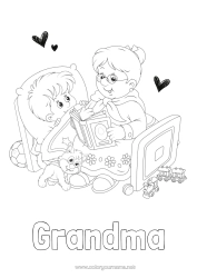 Free coloring Grandma Happy feast day ! Boy I love you Book Reading