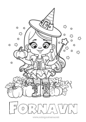 Gratis fargelegging Gresskar Heks Halloween Jente