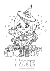 Rysunek za darmo Dynia Czarownica Halloween Dziewczyna