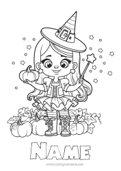 Free colouring Pumpkin Witch Halloween Girl