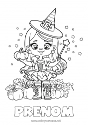 Coloriage gratuit Citrouille Sorcière Halloween Fille