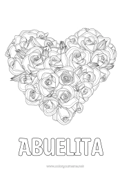 Niño página para colorear Flores Corazón Feliz día de fiesta Te amo Gran corazón Rosa Dibujos complejos para colorear Realista