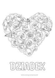 Kolorowanka dla dziecka Kwiaty Serce Wszystkiego najlepszego! Kocham cię. Wielkie serce Róża Złożone kolorowanki Realistyczny