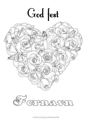 Gratis fargelegging Blomster Hjerte God fest! Stort hjerte Rosa Realistisk