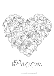 Fargeleggingssiden for barn Blomster Hjerte God fest! Stort hjerte Rosa Realistisk