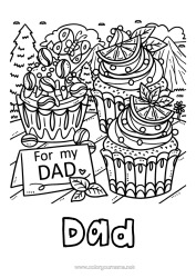 Free colouring Cake Dad Happy birthday Food Fairy cake