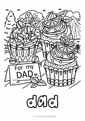 Child coloring page Cake Dad Happy feast day ! Food Cupcake