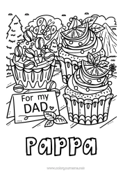 Gratis färgläggning Kaka Pappa Grattis på födelsedagen Mat Muffins