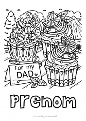 Coloriage gratuit Gâteau Papa Bonne fête Nourriture Cupcake