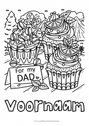 Kleurplaat voor kinderen Taart Papa Fijne verjaardag Voedsel Cupcake