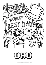 Free colouring Dad Happy birthday Hat Shoe Best