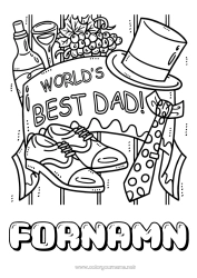Färgläggningssida att anpassa Pappa Grattis på födelsedagen Hatt Sko Bästa
