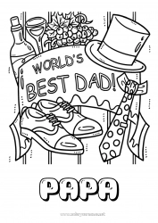 Coloriage enfant Papa Bonne fête Chapeau Chaussure Meilleur(e)