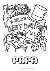 Colorear gratis Papá Feliz día de fiesta Sombrero Zapato Mejor