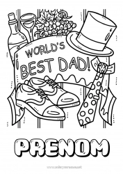 Coloriage à personnaliser Papa Bonne fête Chapeau Chaussure Meilleur(e)