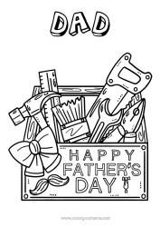 Free colouring Dad Happy birthday Tools