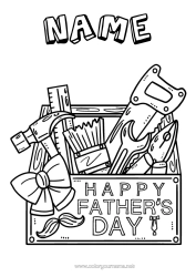 Free colouring Dad Happy birthday Tools