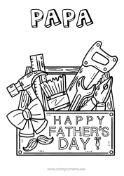 Colorear gratis Papá Feliz día de fiesta Herramientas