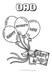 Free colouring Dad Happy birthday Balloons Best