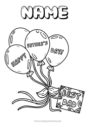 Free colouring Dad Happy birthday Balloons Best