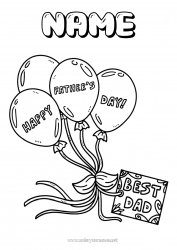 Child coloring page Dad Happy feast day ! Balloons Best