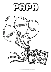 Colorear gratis Papá Feliz día de fiesta Globos Mejor