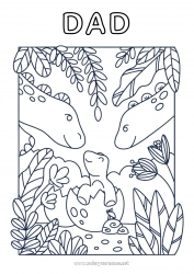 Child coloring page Cute Dad Mum Happy feast day ! Dinosaurs I love you Animal Baby Family