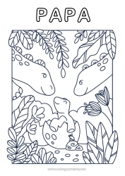 Colorear gratis Lindo Papá Mamá Feliz día de fiesta Dinosaurios Te amo Animales Bebé Familia