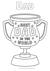 Free colouring Dad Happy birthday Cup, trophy, medal Best Competitions and awards