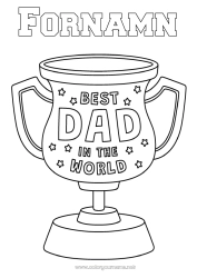 Färgläggningssida att anpassa Pappa Grattis på födelsedagen Kopp, trofé, medalj Bästa Tävlingar och utmärkelser