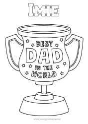 Kolorowanka za darmo Tata Wszystkiego najlepszego! Puchar, trofeum, medal. Najlepszy/a Zawody i nagrody