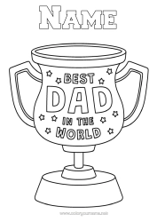 Colouring to customise Dad Happy Birthday Cup, Trophy, Medal Best Competitions And Awards