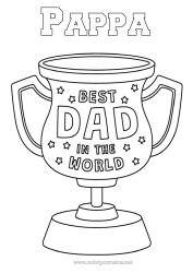 Gratis färgläggning Pappa Grattis på födelsedagen Kopp, trofé, medalj Bästa Tävlingar och utmärkelser