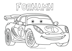 Gratis teckning Fordon Bil Kurs Racerbils Bilar, skåpbilar och husbilar Racingfordon och banor Tecknad film Tecknad serie Fordon karaktärer