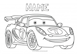 Free coloring Vehicles Car Race Racing car Cars, vans, and motorhomes Racing vehicles and tracks Animated cartoon Cartoon Character vehicles