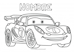 Colorear gratis Coches Carrera Coche de carreras Automóviles, furgonetas y autocaravanas Vehículos de carreras y pistas Dibujo animado Cartoon Vehículos con personajes