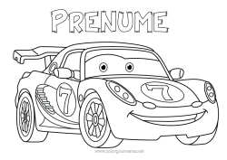 Desen liber de colorat Vehicule Mașină Cursă Mașină de curse Mașini, furgonete și autorulote Vehicule de curse și circuite Desen animat Desen animat Vehicule personaje